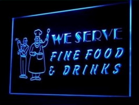 Fine Food Drinks Cafe LED Neon Sign
